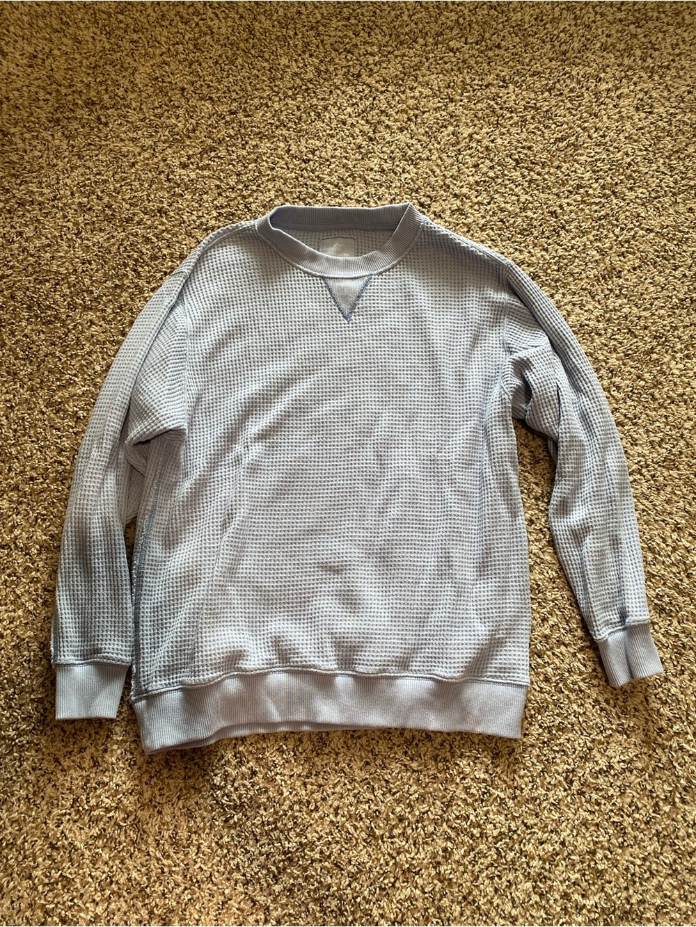 Aerie Baby Blue Waffle Weave Pullover Sweatshirt Comfy Soft Lounge XS